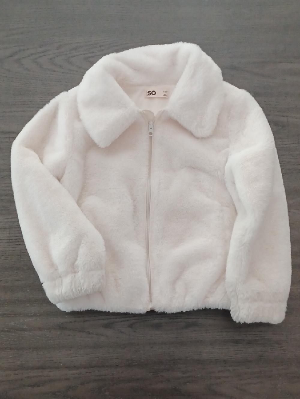 SO Kids White Faux-Fur Zip Jacket